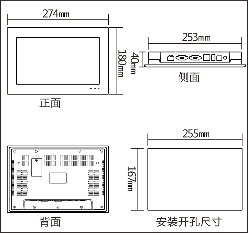 ขนาด หน้าจอ SK-102CE