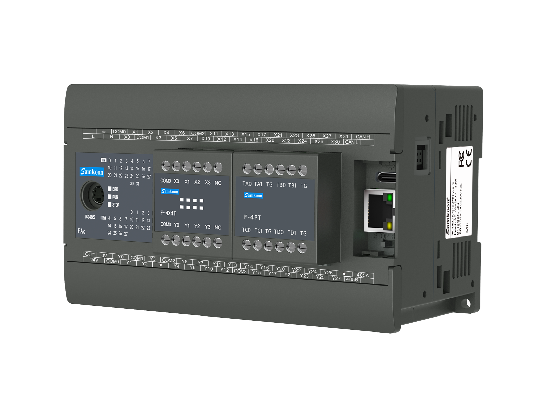 Fas Reley Module FAs-50MR-AC-E - PLC 50 I/O 220V AC Relay Output รองรับ Modbus RTU/RS485 ...